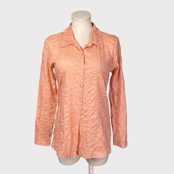 Eileen Fisher Tops - Eileen Fisher Petite Crinkle Button Up Shirt